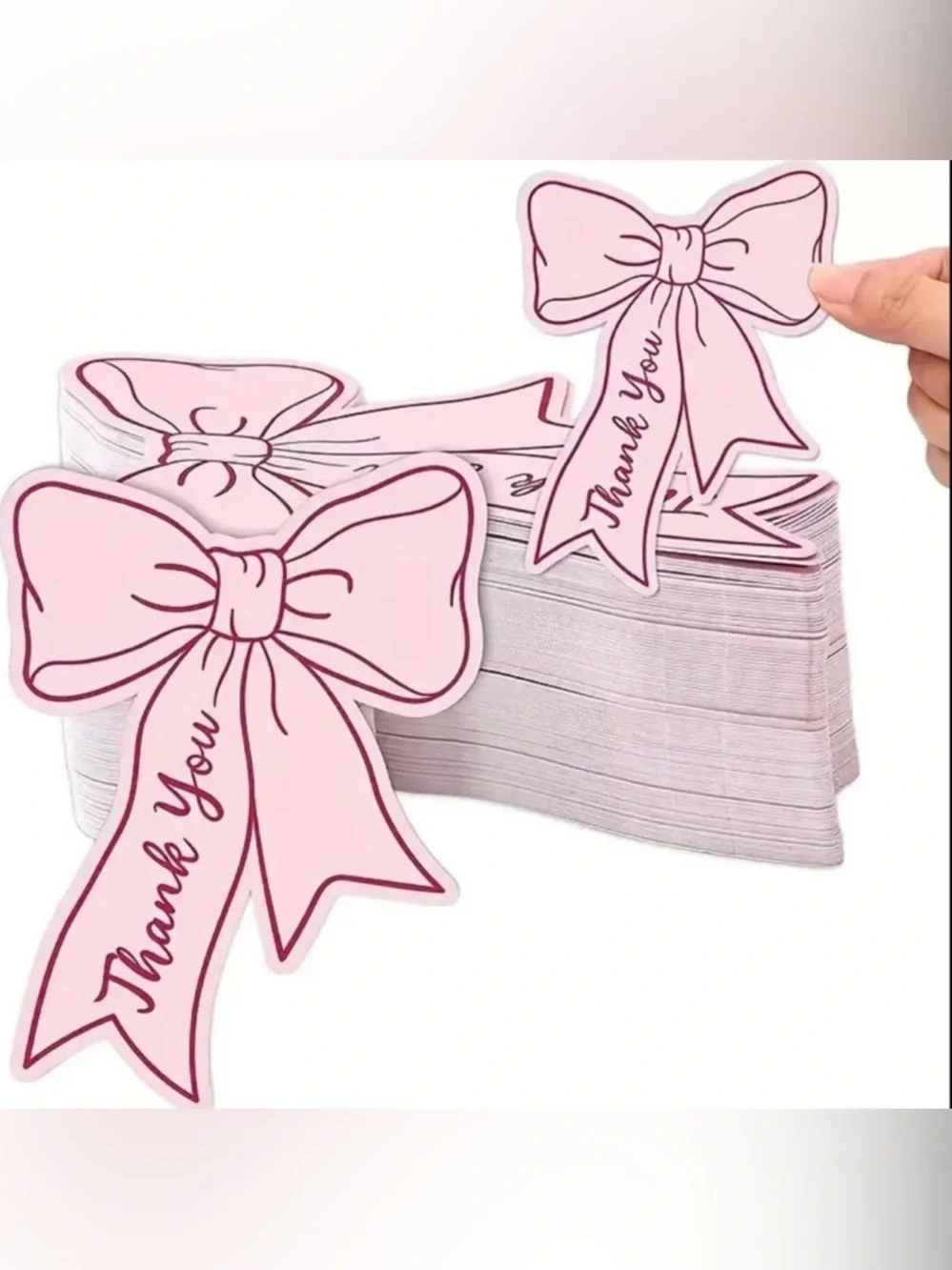 Pink Bow Thank You Cards, NEW, tax deductible, 50 pcs.
